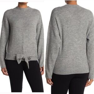 🛍️ 4/$25 WAYF Mock Neck Tie Waist Sweater - Grey Sz L NWT